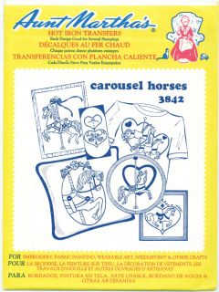 Carousel Horses Retired Aunt Marthas Hot Iron on Embroidery Transfers