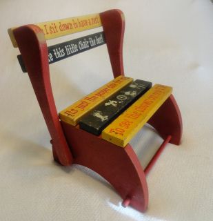 VTG Retro Toy 1950s Antique Wooden Wood Childs TV Red Painted Chair 
