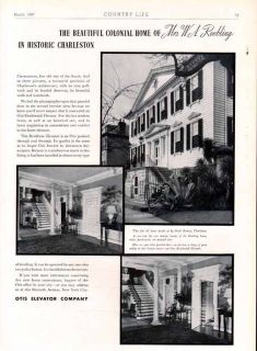 1937 Otis Elevator Colonial Architecture Charleston Ad