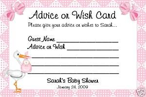 Baby Shower Advice Cards Stork Adorable