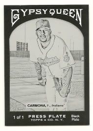 2011 Topps Gypsy Queen Fausto Carmona Black Printing Plate