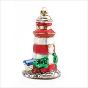 Nautical Glass Lighthouse Boat Pier Christmas Tree Home Decor Ornament 