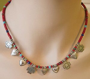 Carolyn Pollack  Q T Southwestern Sterling Gemstone Charm Necklace 