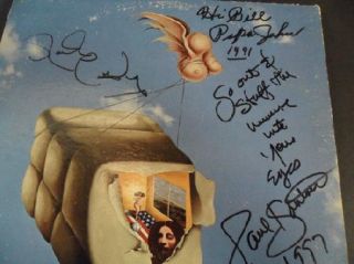 Paul Kantner Jack Casady Papa John Creach Autograph Signed LP 