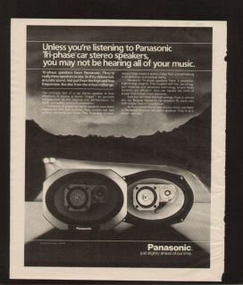 1985 Ad Panasonic Car Stereo Speakers Tri Phase Music