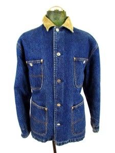   Ralph Lauren Denim Jean Jacket Coat Flannel Lined Barn Chore L