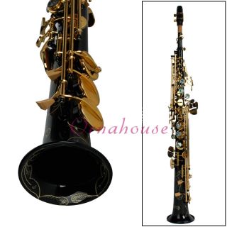 new brass black straight soprano saxophone sax bb with case
