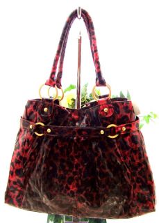 Carlos Santana Black Red Leopard Satchal Handbag New