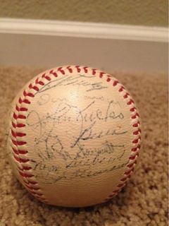 1956 Yankees Mickey Mantle Casey Stengel Team Signed Baseball 