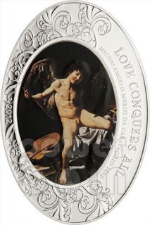 AMOR VICTORIOUS Vincit Omnia Caravaggio Baroque Silver Coin 5$ Cook 