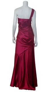 Carmen Marc Valvo Raspberry One Shoulder Mermaid Style Evening Gown 