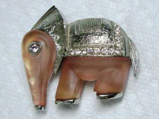 Carnegie Primitives on Parade Frosted Pink Rhinestone Elephant 