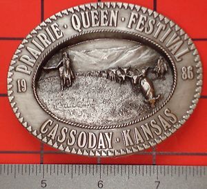 Cassoday Kansas 1986 Prairie Queen Festival Belt Buckle