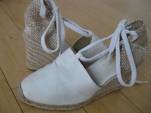 Castaner White Espadrille Sandal Wedge Shoes 37 US 7