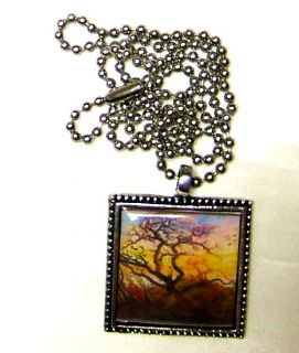 Altered Art Vintage Friedrich The Tree of Crows Raven Tree Pendant 