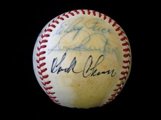 Carl Erskines Old Timers Day Team Signed Baseball w/Jim Gilliam