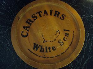 VINTAGE CARSTAIRS WHITE SEAL WHISKEY COLLECTIBLE WOODEN TRAY