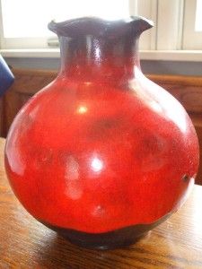Mid Century Carstens Tonnieshof Red Lava Bulbous Vase