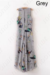   Birds Print Chiffon Wide leg Loose Casual Lantern Jumpsuits Like Dress