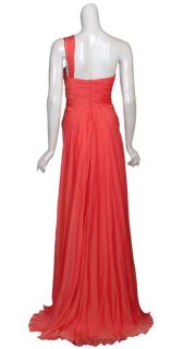 Carmen Marc Valvo Coral Silk Evening Gown Dress 6 New