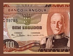 100 Escudos Note of Angola 1972 Carmona Portrait UNC