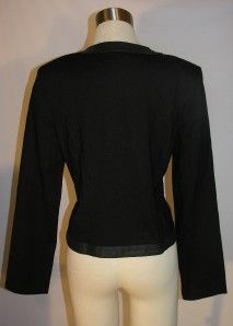 CAbi Carol Anderson Black Rayon Knit Collarless Jacket Size Medium 