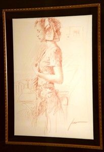 PINO DAENI UNTITLED 20x16 ORIGINAL DRAWING FRAMED OFFERS WELCOME