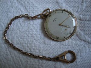 Vintage 21 Jewels Lord Elgin 14k Gold Filled Pocket Watch with Chain 