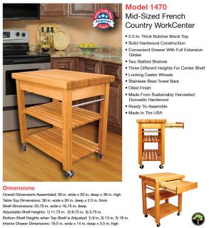 Catskill Craftsmen Mid Sized French Country Workcenter Kitchen Cart 