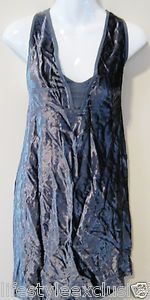 Vena CAVA for Aqua Crushed Velvet Dress Gray LG $158