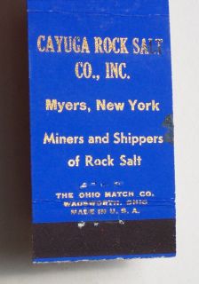 1940s Matchbook Cayuga Rock Salt Co Bolton Myers NY MB