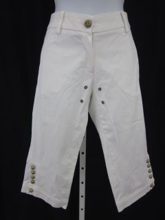 Flavio Castellani White Cotton Capri Pants Slacks Sz 40