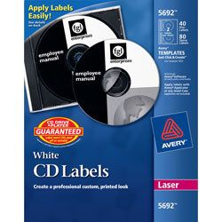 Avery White CD Labels for Laser Printers 5692