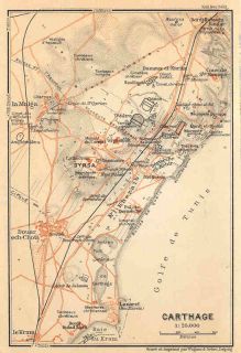 Africa Tunisia. CARTHAGE. Old City Map Plan.1911