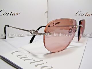 Authentic Cartier Rimless Sunglasses Brushed Platinum