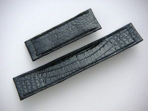 Original Must de Cartier Black Crocodile Watch Strap 17 5mm Stitched 