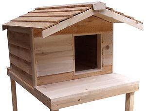 Large Insulated Cedar Outdoor Cat House with Platform