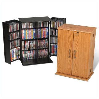 Prepac Locking CD DVD Media Storage Cabinet Oak Black