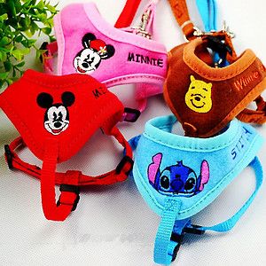 Dog Pet Cat Harness Cute Embroidery Dog Pet Harness Leashes Sz 1 2 3 
