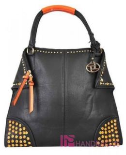   Edge Designer Inspired Color Jewel Studded Handbags Tote Black