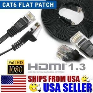 20 ft Flat Patch Cat 6 Cat6 Ethernet Cable 6M
