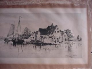 Signed Seascape Etching by Frederick Leo Hunter 1889