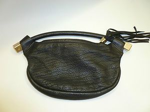 Chanel Clutch Handbag Black Leather Small Authentic