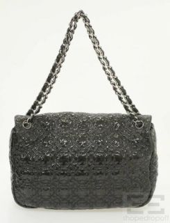 Chanel Black Quilted Patent Maxi Flap Handbag