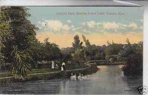 Central Park Showing Lower Lake Topeka KS Postcard