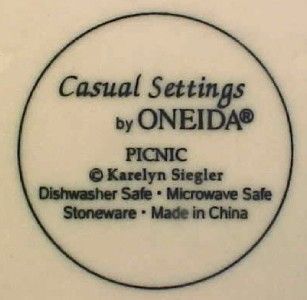 Oneida Picnic Stoneware Salad Plates Casual Settings