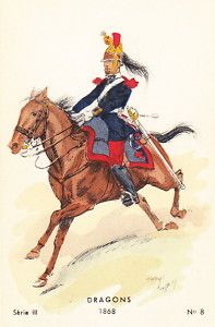 1868 Dragons French Army Cavalry Uniform Art Card