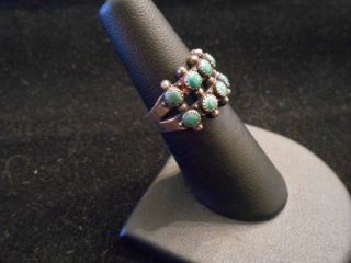   Era Navajo Sterling Silver Cerrillos Turquoise Cluster Ring**C.1930s