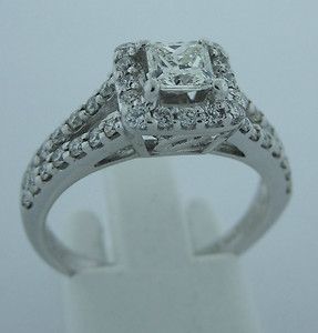    Helzberg 18k White Gold Princess Cut 43 carat Center Diamond Ring