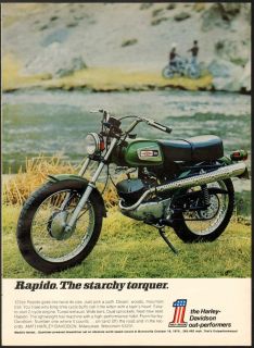 1971 Print Ad Harley Davidson Rapido 125cc 2 Cycle